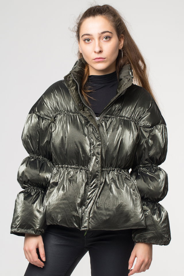Geaca fashion kaki, cu snururi