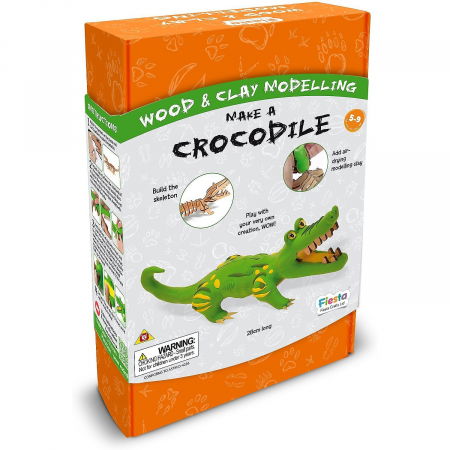 JOCURI SI JUCARII - Kit constructie lemn si argila – Crocodil Fiesta Crafts FCT-3006