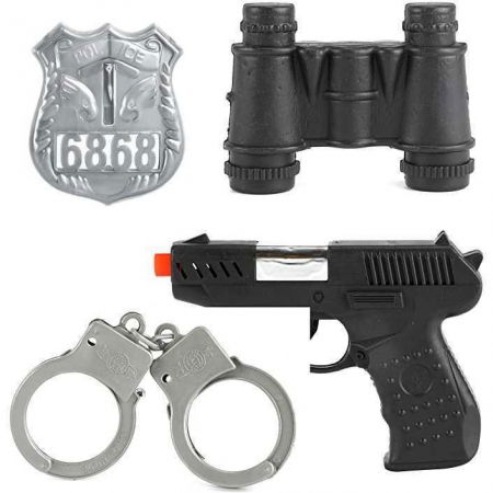 JOCURI SI JUCARII - Set politie SWAT 4 piese cu pistol si catuse Toi-Toys TT14150A