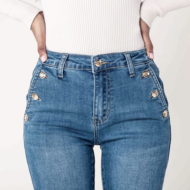 Blugi dama albastri slim cu nasturi Nina Carter P217-5 M9 [6]