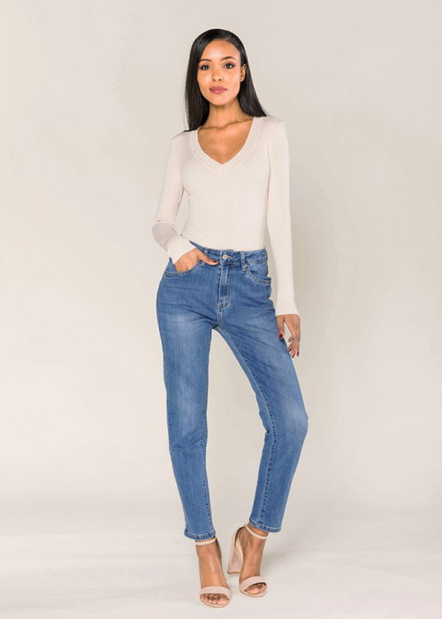 Blugi dama mom fit Nina Carter albastru inchis P189-5 M7 [3]