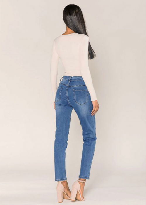 Blugi dama mom fit Nina Carter albastru inchis P189-5 M7 [5]