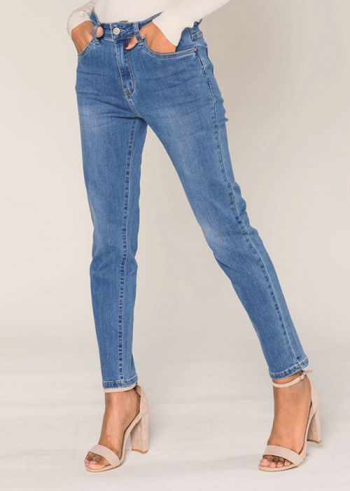 Blugi dama mom fit Nina Carter albastru inchis P189-5 M7 [2]