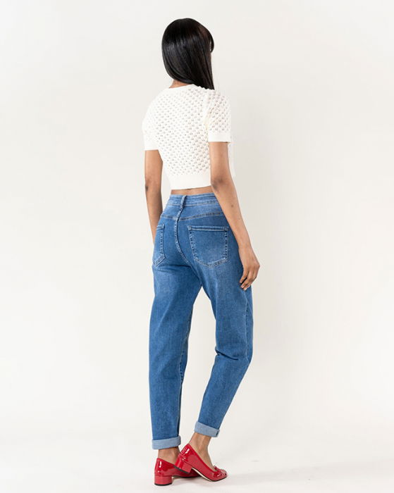 Blugi dama Mom Fit Nina Carter albastru inchis P502-5 M8 [3]