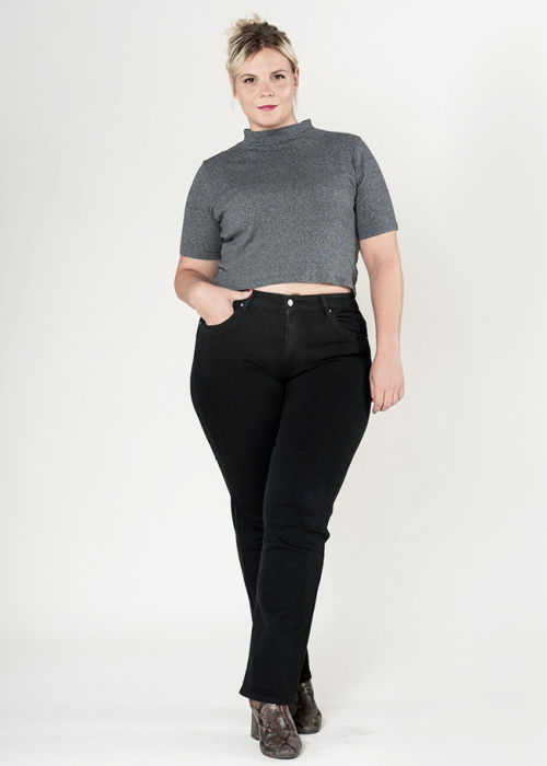 Blugi dama regular fit marimi mari Nina Carter negru P612-8  M10 [2]