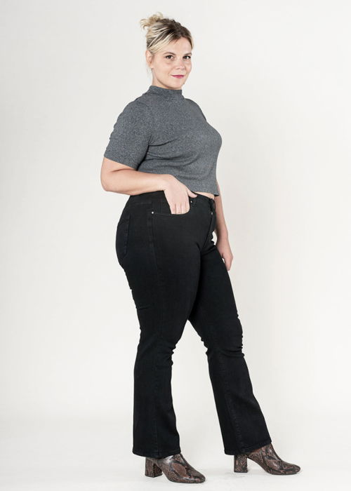 Blugi dama regular fit marimi mari Nina Carter negru P612-8  M10 [1]