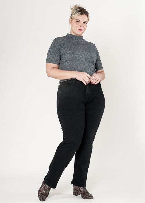 Blugi dama regular fit marimi mari Nina Carter negru P612-8  M10 [3]