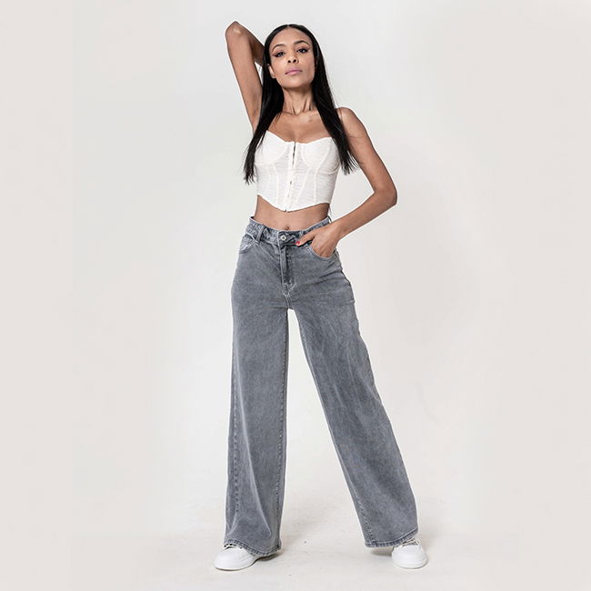 Blugi dama wide leg Nina Carter gri YY300-7 M10 [1]