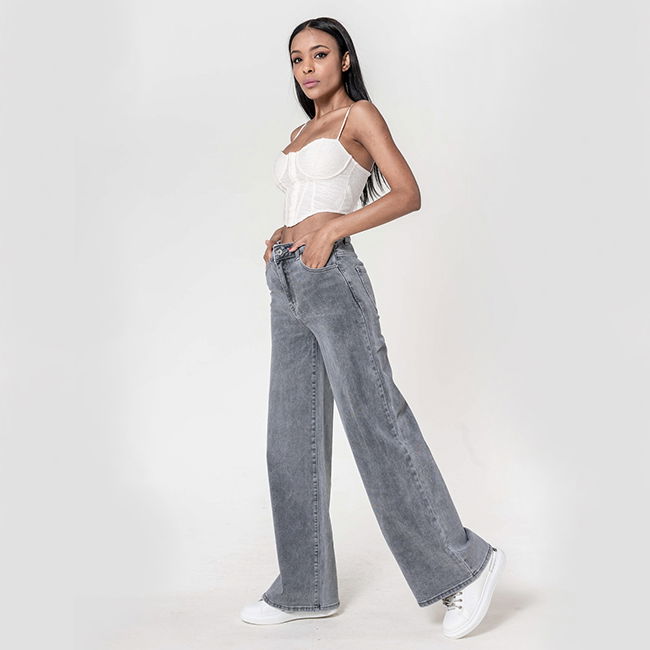 Blugi dama wide leg Nina Carter gri YY300-7 M10 [3]