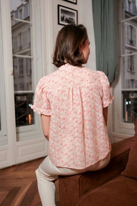 Camasa cu maneca scurta roz cu imprimeu floral 4848T M9 [3]