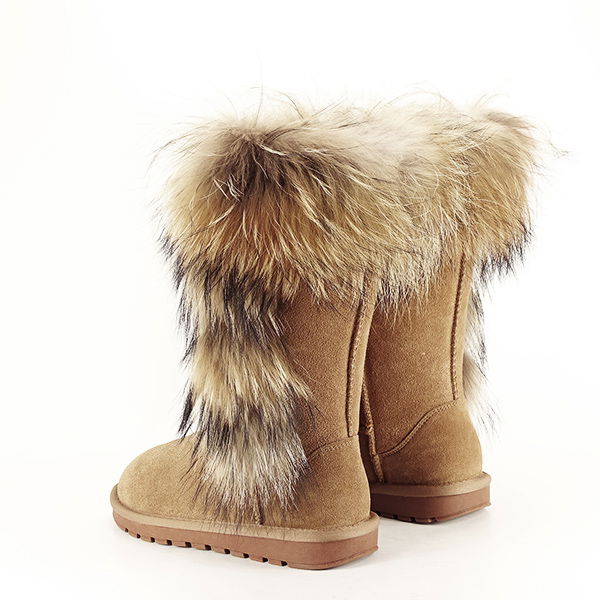 Cizme din piele naturala maro dechis cu blanita Eva [5]