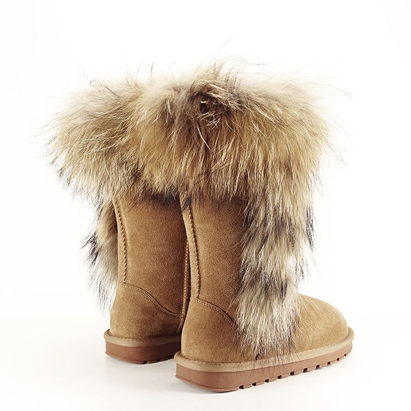 Cizme din piele naturala maro dechis cu blanita Eva [8]