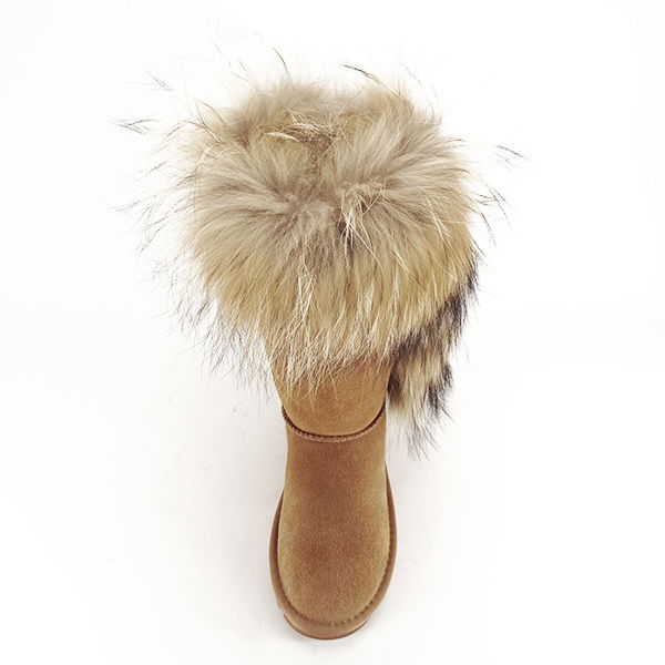 Cizme din piele naturala maro dechis cu blanita Eva [7]