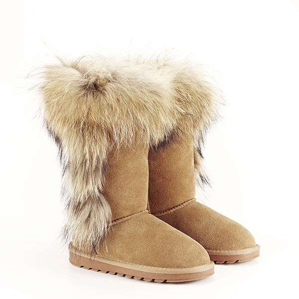 Cizme din piele naturala maro dechis cu blanita Eva [4]