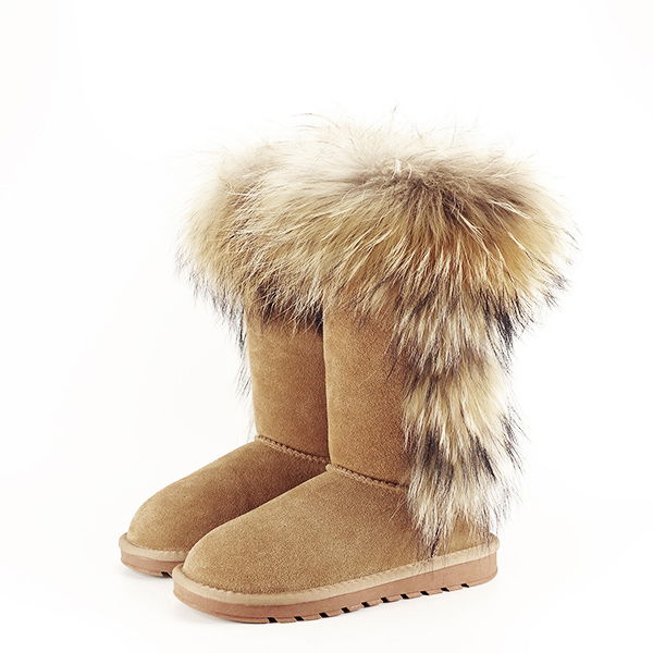 Cizme din piele naturala maro dechis cu blanita Eva [2]