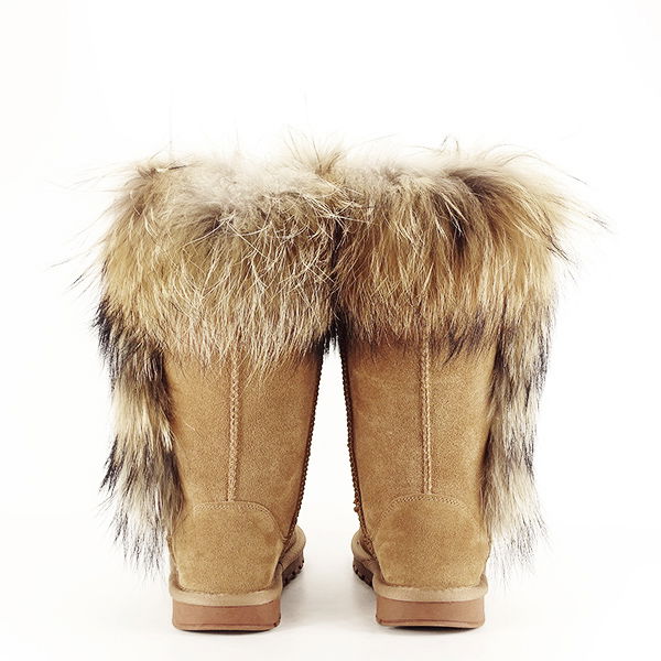 Cizme din piele naturala maro dechis cu blanita Eva [6]