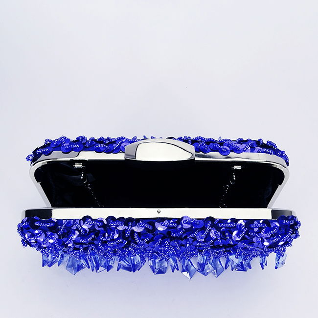 Geanta clutch albastra cu cristale si paiete BME6011 06 [7]