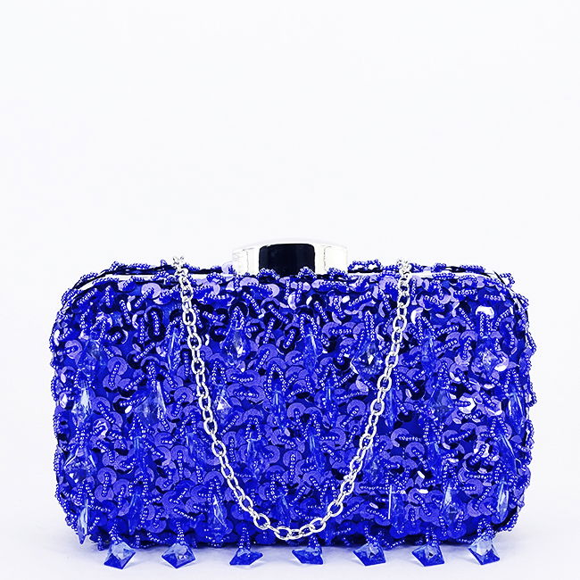 Geanta clutch albastra cu cristale si paiete BME6011 06 [2]