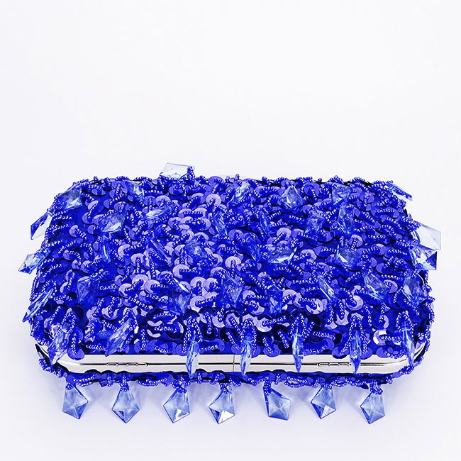 Geanta clutch albastra cu cristale si paiete BME6011 06 [5]