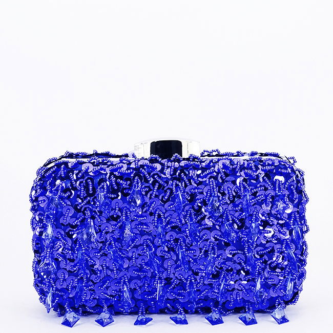 Geanta clutch albastra cu cristale si paiete BME6011 06 [4]