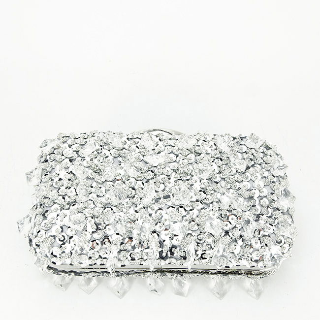Geanta clutch argintie cu cristale si paiete BME6011 06 [5]