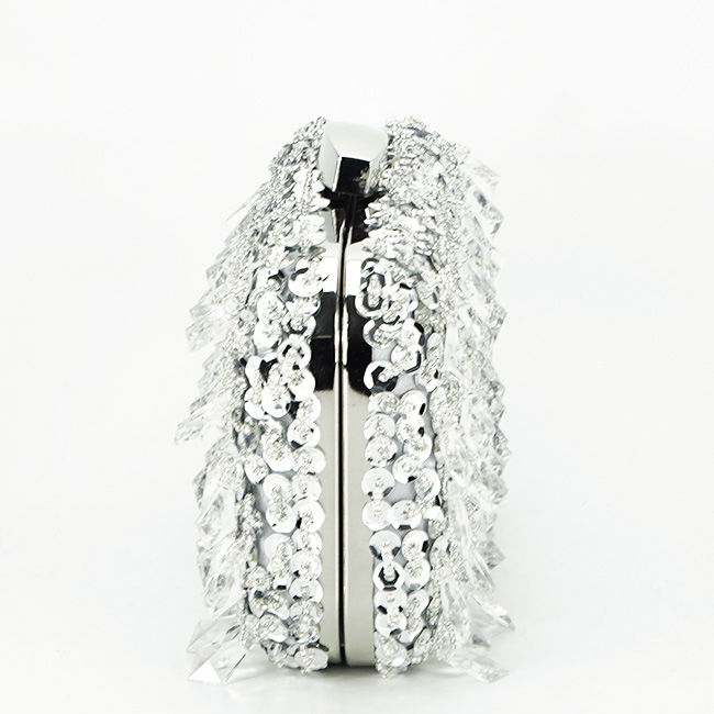 Geanta clutch argintie cu cristale si paiete BME6011 06 [3]