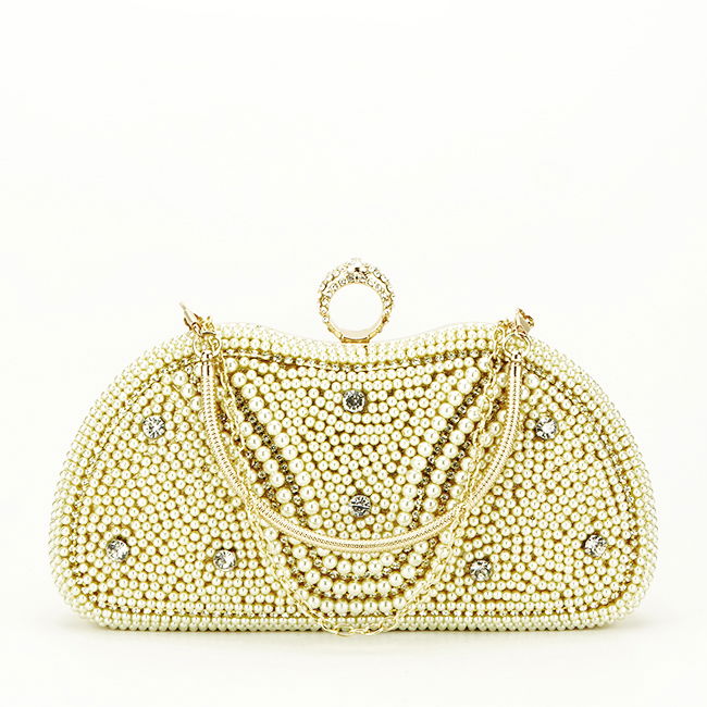Geanta clutch cu perle si pietricele BME-22732 05 Auriu [2]