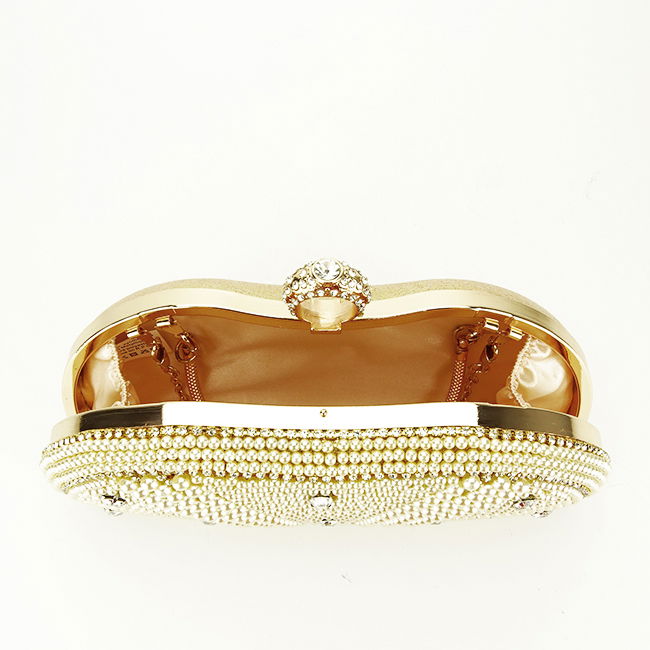 Geanta clutch cu perle si pietricele BME-22732 05 Auriu [8]
