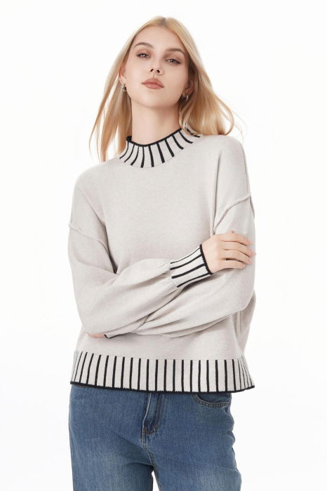 Pulover bej deschis cu maneci usor bufante Z-101 M9 [3]