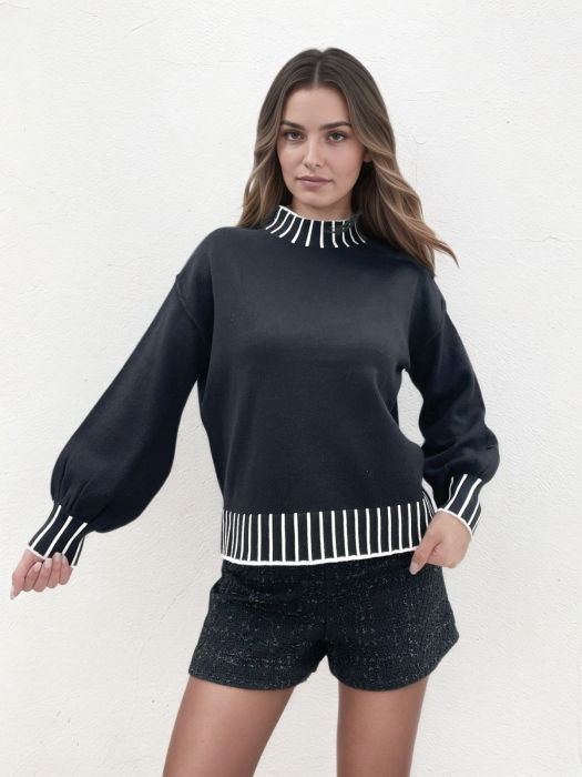 Pulover negru cu maneci usor bufante Z-101 M9 [3]