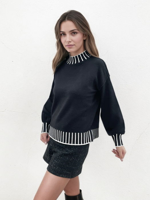 Pulover negru cu maneci usor bufante Z-101 M9 [1]