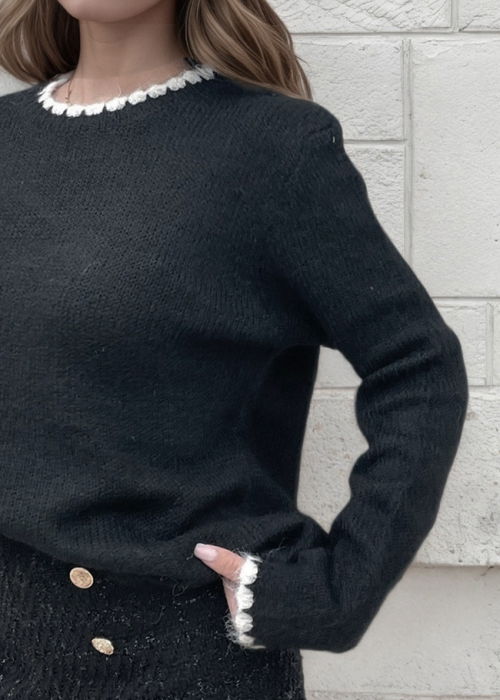 Pulover negru tricotat A-9020 M9 [4]