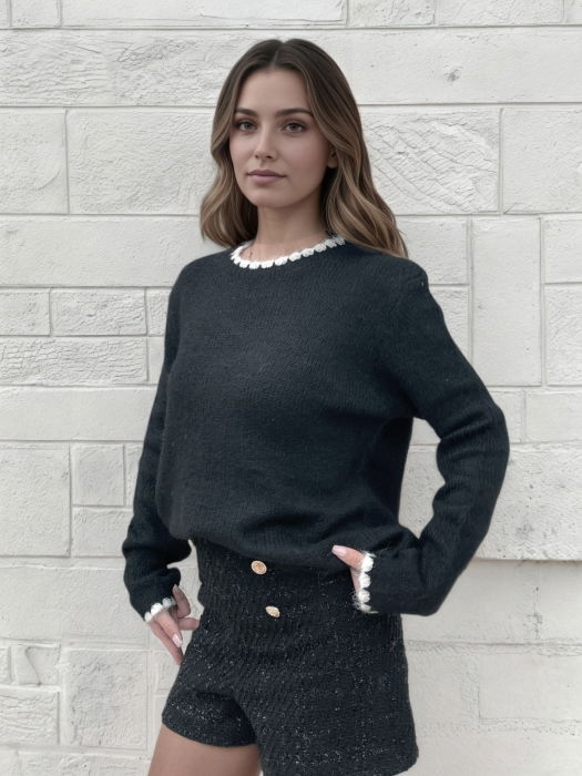 Pulover negru tricotat A-9020 M9 [2]
