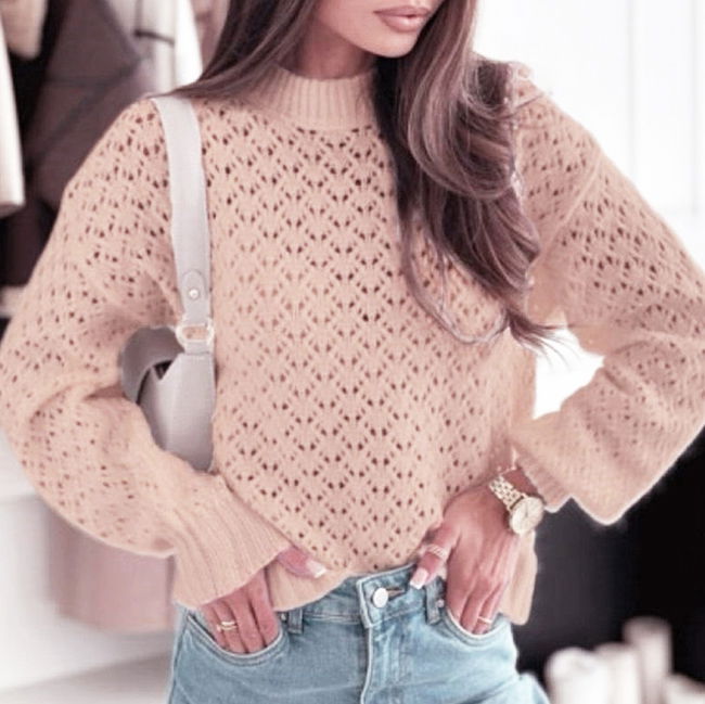 Pulover roz pudra tricotat cu model SH-G1389-WK M8 [2]