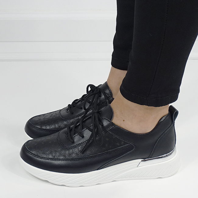 Sneakersi negri din piele naturala 5108 M7 [2]