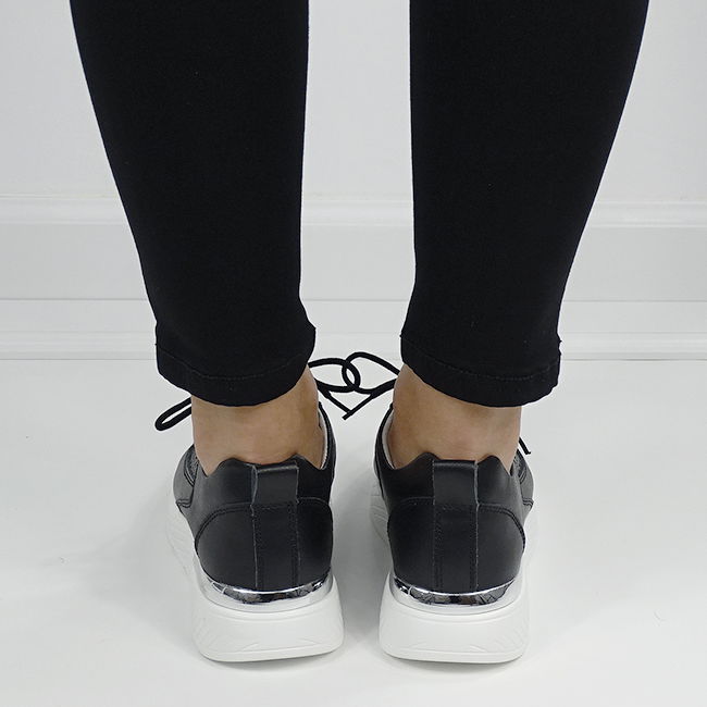 Sneakersi negri din piele naturala 5108 M7 [4]