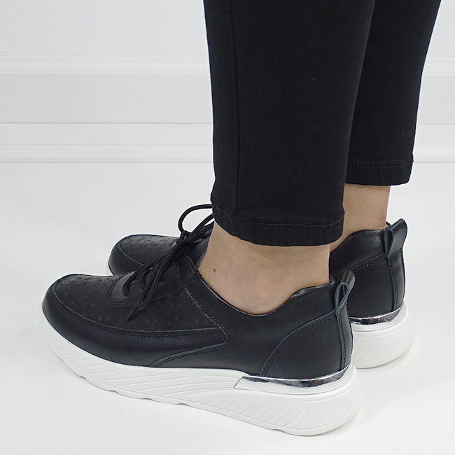 Sneakersi negri din piele naturala 5108 M7 [3]