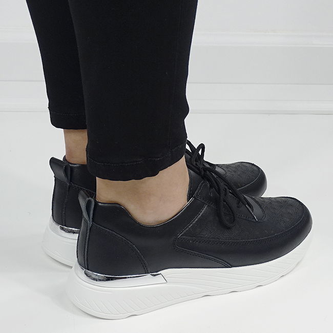 Sneakersi negri din piele naturala 5108 M7 [5]