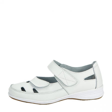 Balerini - Balerini albi din piele naturala 5115 M4 Confort