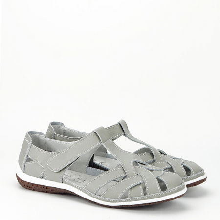 Balerini gri din piele naturala 5101 M5 confort [3]