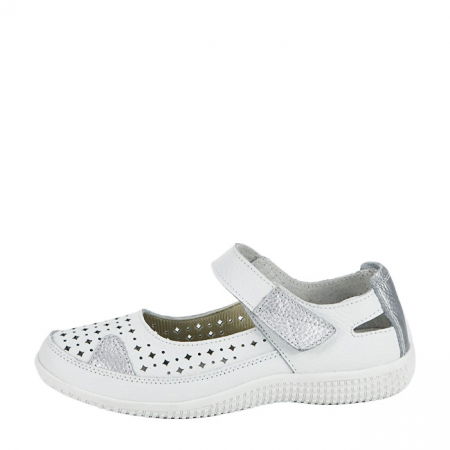 Balerini piele naturala Sorina alb/argintiu M5