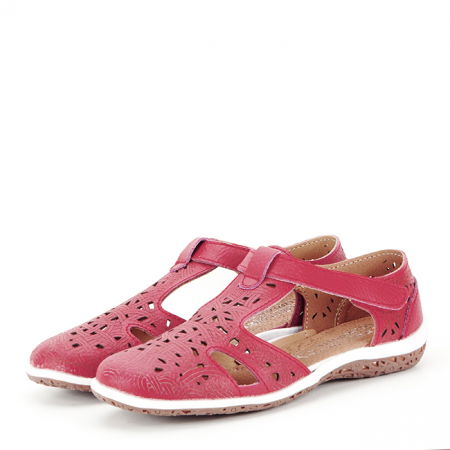 Sandale cu talpa joasa - Balerini rosii din piele naturala CXWL2118 M5