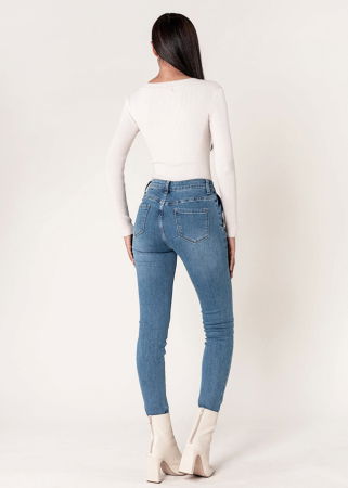 Blugi dama albastri slim cu nasturi Nina Carter P217-5 M9 [4]