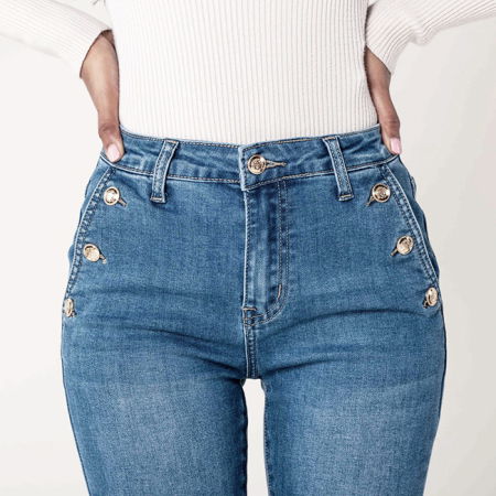 Blugi dama albastri slim cu nasturi Nina Carter P217-5 M9 [5]