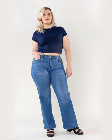 Blugi - Blugi dama evazati marimi mari Nina Carter albastri P603-5 M10