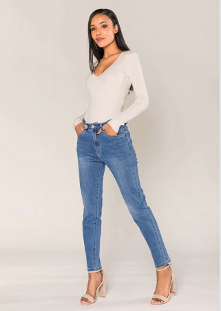 Blugi - Blugi dama mom fit Nina Carter albastru inchis P189-5 M7