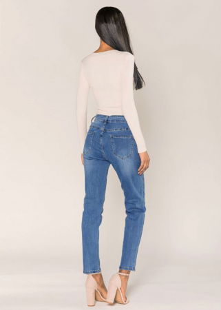 Blugi dama mom fit Nina Carter albastru inchis P189-5 M7 [4]