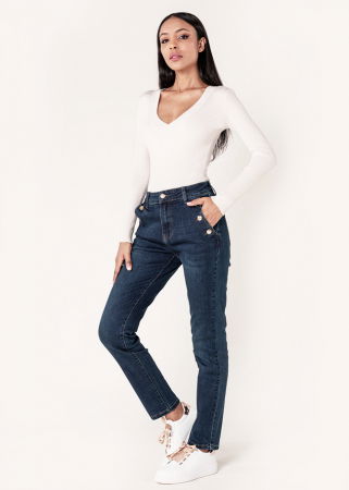 Blugi - Blugi dama mom fit Nina Carter albastru inchis P216 M10