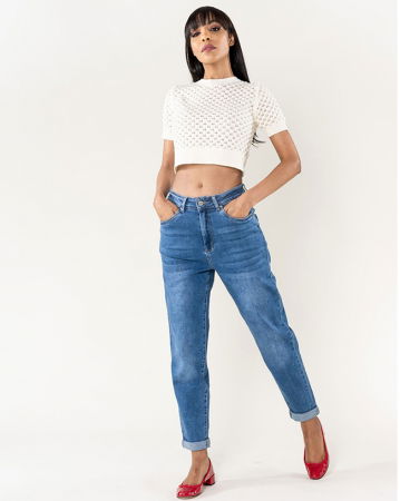 Blugi dama Mom Fit Nina Carter albastru inchis P502-5 M8 [3]