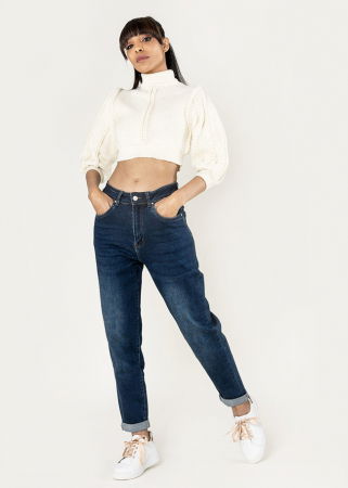 Blugi - Blugi dama Mom Fit Nina Carter Albastru inchis P502-9 M8